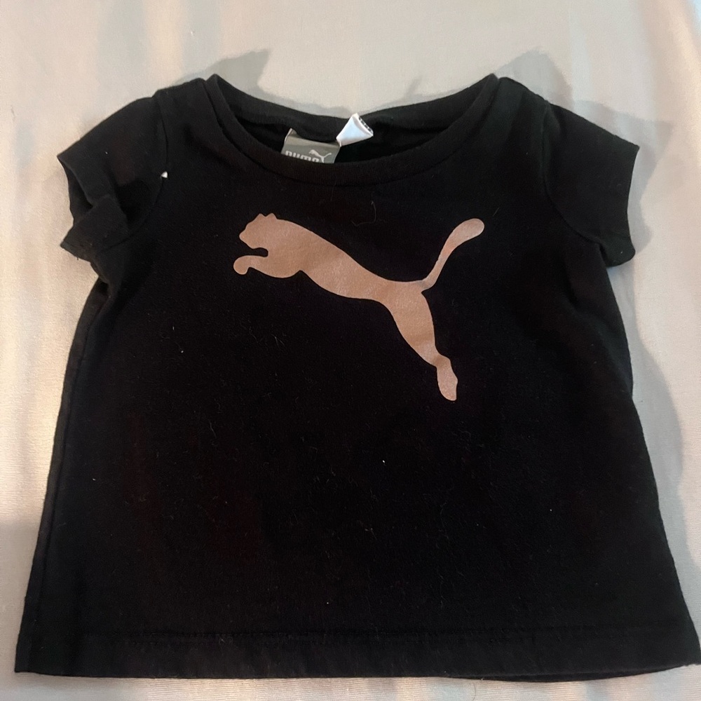 Puma Black Short Sleeve Tees with Metallic Logo